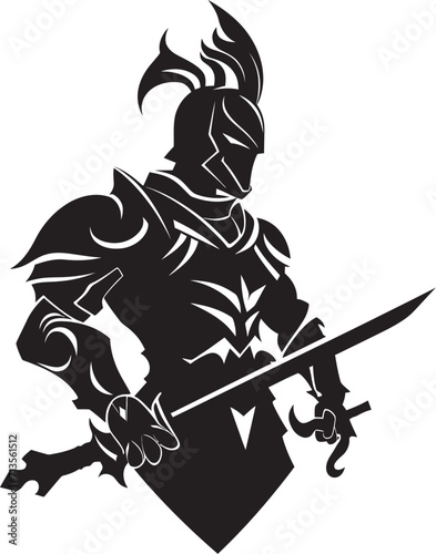 Warhawk Warrior Mascot Logo of Lancer Soldier Stealth Sentinel Vector Icon of Lancer Soldier Mascot