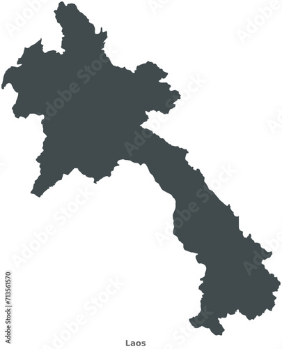 Map of Laos  Southeast Asia. This elegant black vector map is perfect for diverse uses in design  education  and media  offering adaptability to any setting or resolution.