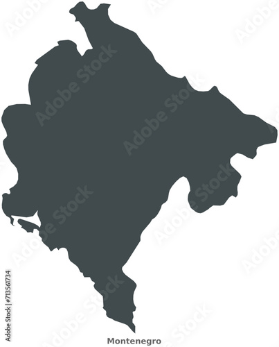 Map of Montenegro, Southeastern Europe. This elegant black vector map is perfect for diverse uses in design, education, and media, offering adaptability to any setting or resolution.