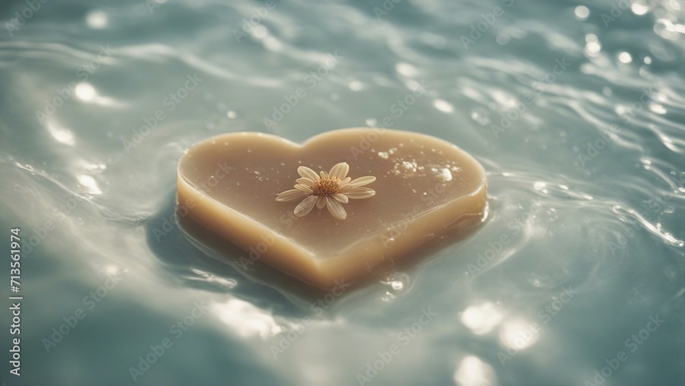 Fototapeta premium heart shaped soap A soap sud design, showing the creativity and the beauty of water. The sud is arranged in a heart 