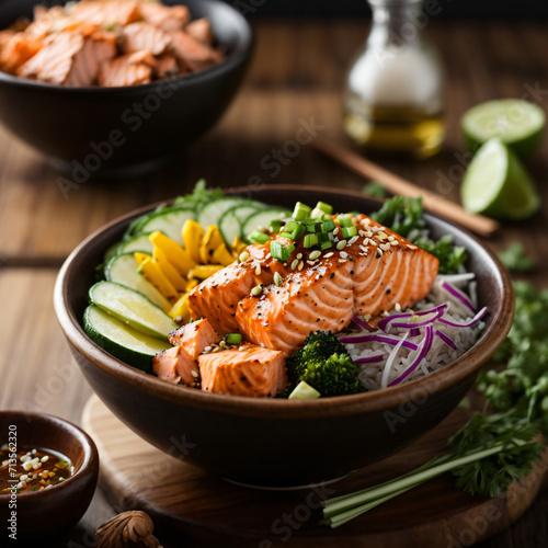 Teriyaki Salmon Poke Bowl - Japanese-Inspired Seafood Delight