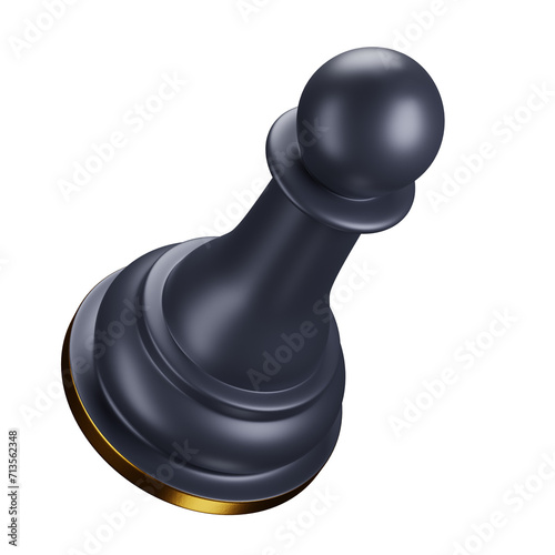 3d icon. black chess pawn, isolated, white background, high detail, 3D render, close-up
