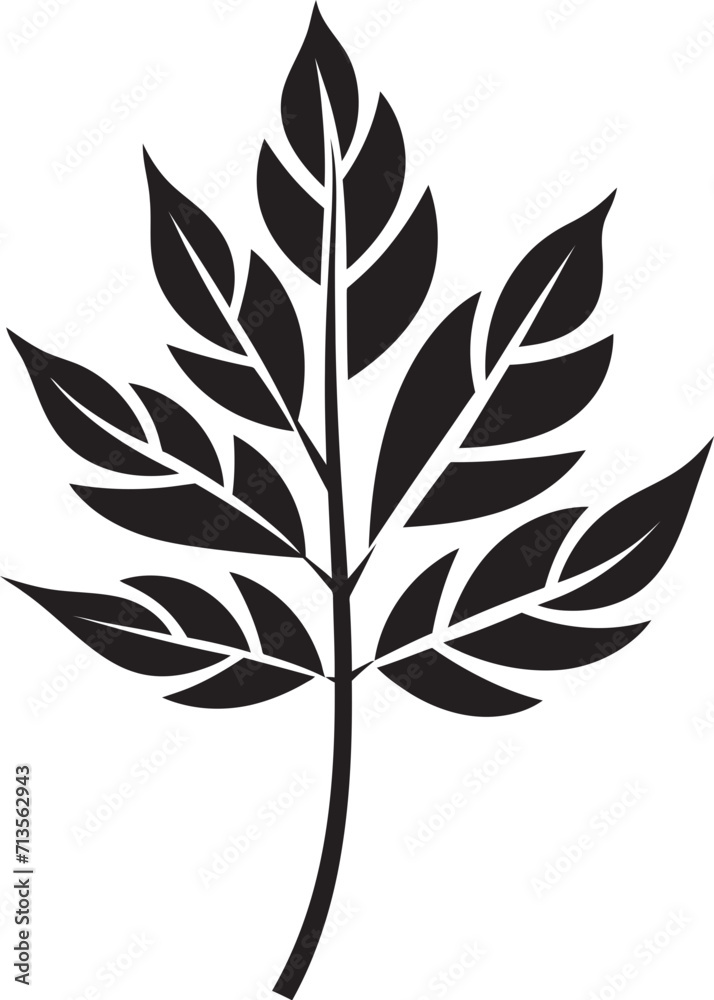 Tranquil Oasis Silhouetted Leaf Icon in Vector Harmony in Green Emblem of Leaf Silhouette