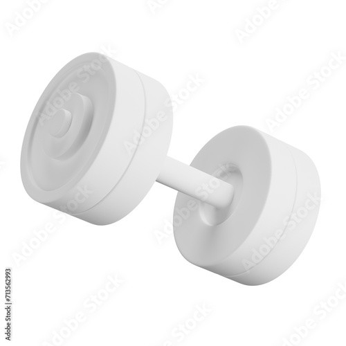 white minimalist dumbbell, modern design, sleek, fitness equipment, isolated on white background, 3D render, smooth surfaces, clean lines
