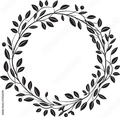 Dreamy Green Circlet Whimsical Wedding Logo Design Vows in Bloom Doodle Wreath Wedding Emblem