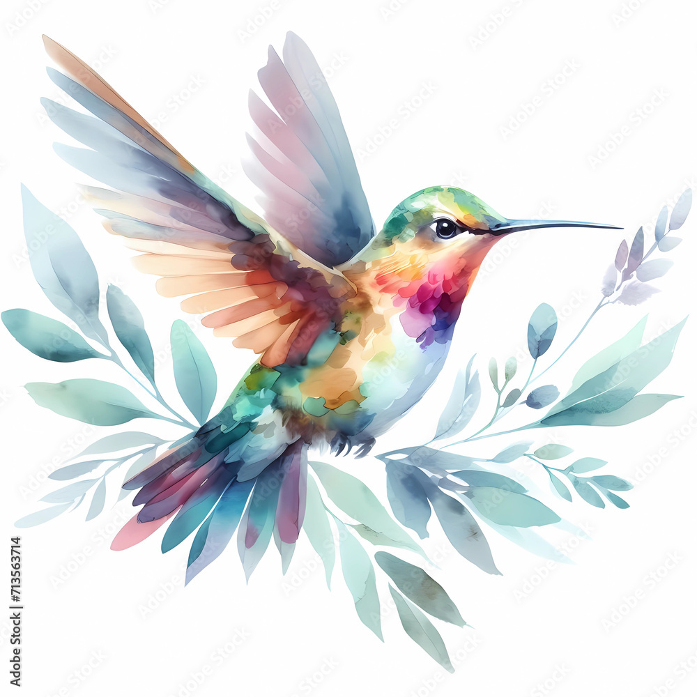 Fototapeta premium watercolor hummingbird clipart 