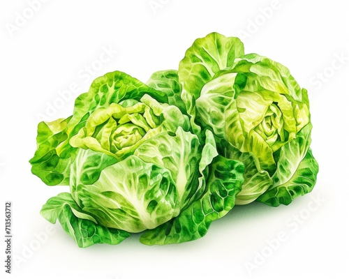 Wallpaper Mural Fresh Green Iceberg Lettuce in Vibrant Watercolor Detail Torontodigital.ca
