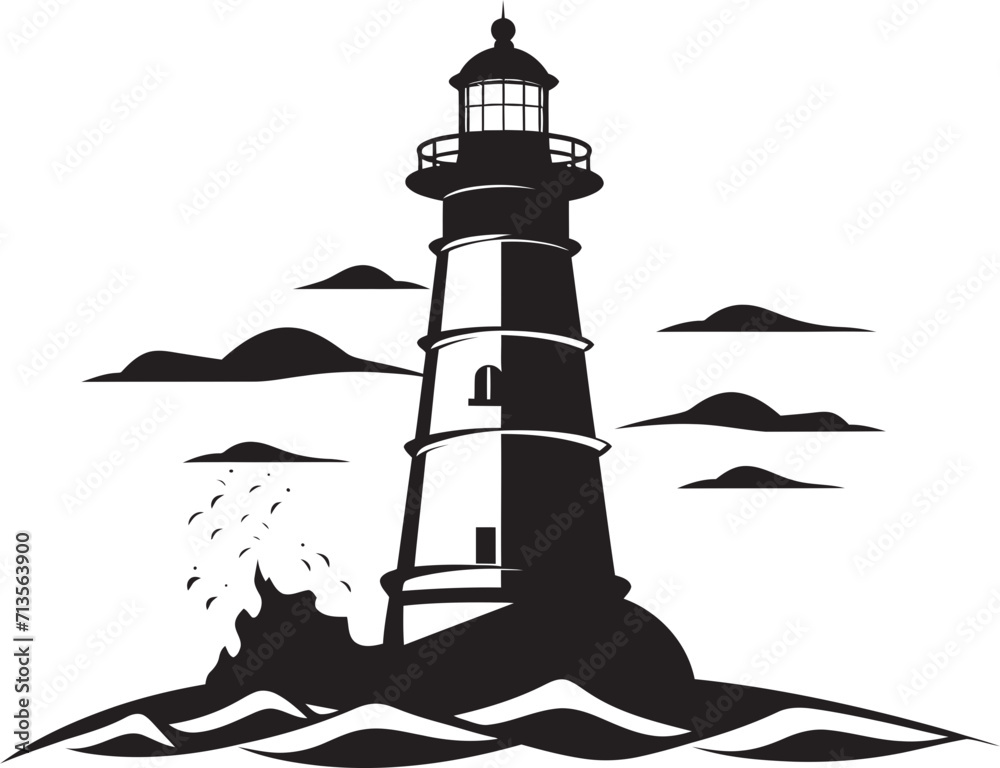 Nautical Illumination Vector Lighthouse Emblem Harbor Guardian Coastal Lighthouse Logo Design