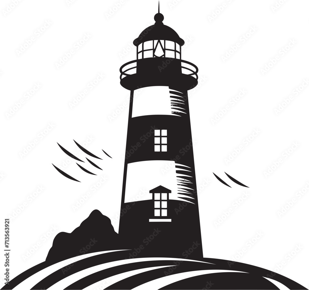 Seafarers Watchtower Lighthouse Emblem in Vector Guiding Light Crest Nautical Lighthouse Logo