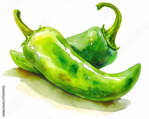 Hand-Painted Aquarelle Jalapeno, Perfect for Kitchen