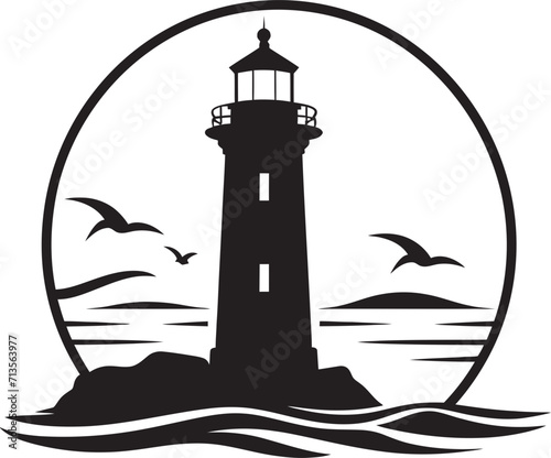 Maritime Guardian Tower Nautical Lighthouse Icon Seafarers Illumination Vector Logo of Lighthouse