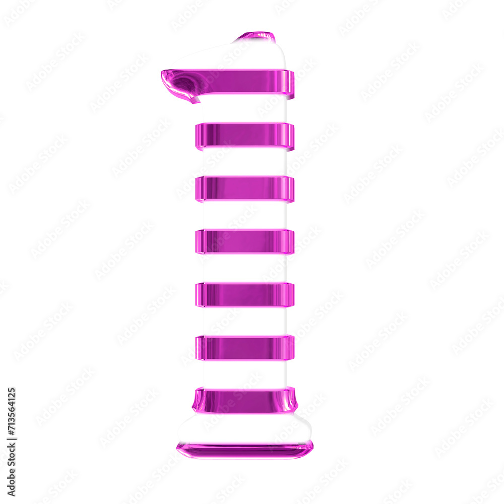 White symbol with purple thin horizontal straps. letter l White symbol with purple thin horizontal straps. letter l