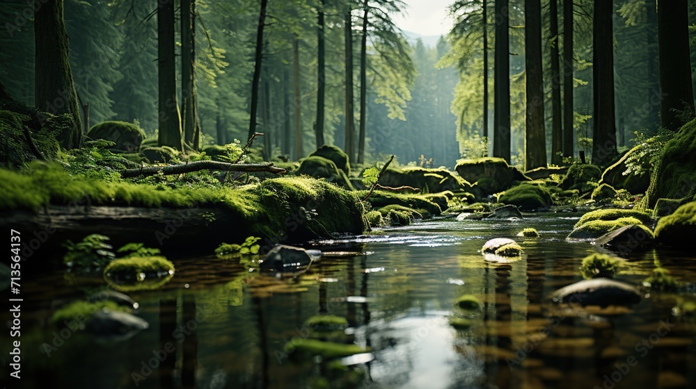 A river flowing through a forest. Created with Generative AI A river flowing through a forest. Created with Generative AI