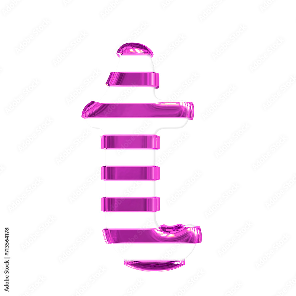 White symbol with purple thin horizontal straps. letter t White symbol with purple thin horizontal straps. letter t