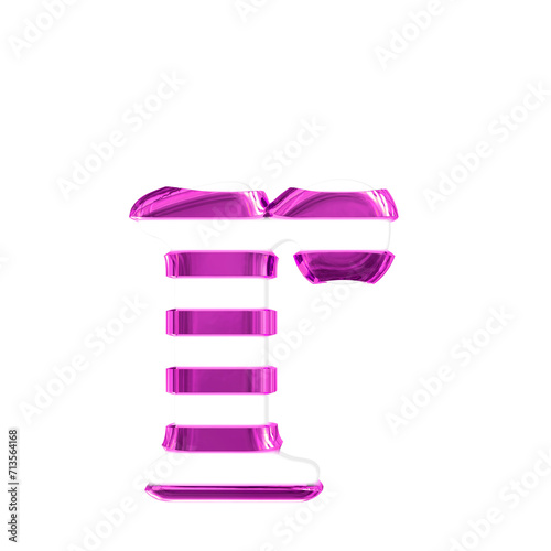 White symbol with purple thin horizontal straps. letter r