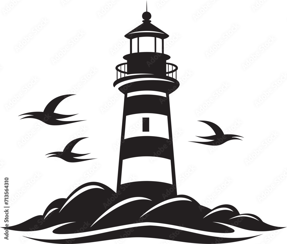 Coastal Beacon Majesty Vector Lighthouse Logo Maritime Guardian Tower Nautical Lighthouse Icon