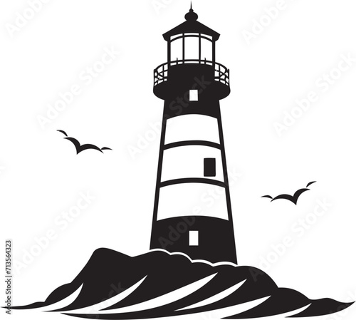 Seafaring Elegance Coastal Lighthouse Logo in Vector Maritime Mastery Lighthouse Icon in Nautical Style