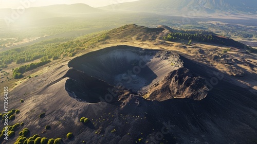Aerial view of the Silvestri craters, located on the southern slope of Mount Etna in Sicily
