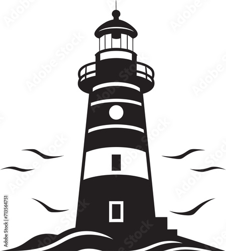 Seafaring Brilliance Vector Lighthouse Emblem Guiding Seafarers Coastal Lighthouse Icon Design