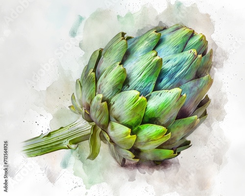 Watercolor Artichoke Illustration on a White Background