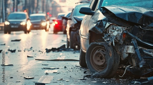 Cars crashed heavily in road accident after collision