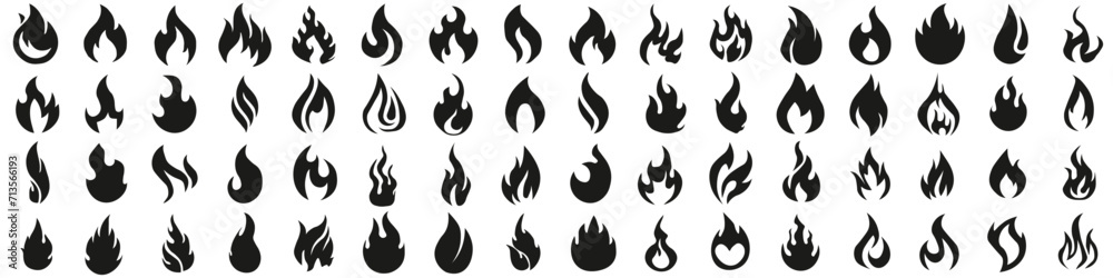 Fire icon vector set. Fire flame symbol. Flame icon collection. - obrazy, fototapety, plakaty 