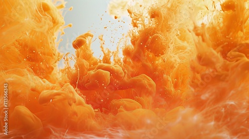 ink water explosion effect, with vivid orange hues resembling fire flames, set against a contrasting background © Chingiz