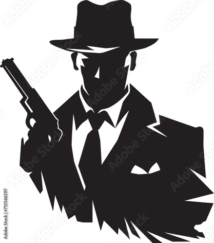 Mobster Magnificence Emblem of Mafia Elegance Gangland Garb Suit and Hat Icon in Vector