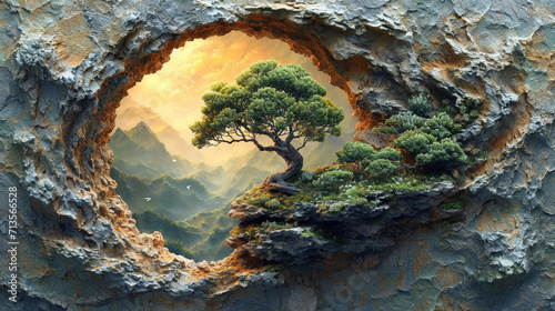 A tree in a rock, Harmony