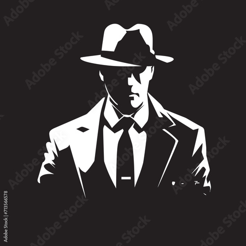 Gangland Garb Suit and Hat Icon in Vector Syndicate Sovereignty Mafia Logo Emblem