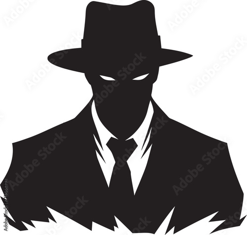 Syndicate Sovereignty Mafia Logo Emblem Elegant Enforcer Insignia Suit and Hat Vector Symbol
