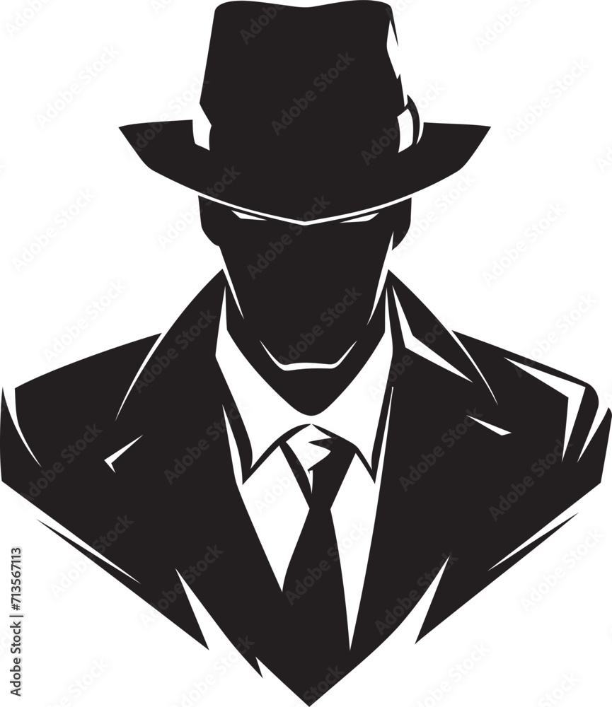 Cosa Nostra Crown Suit and Hat Vector Icon Underworld Elegance Mafia Suit and Hat Emblem