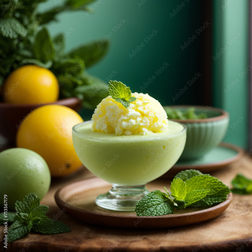 Yuzu Sorbet - Refreshing Citrus Bliss with a Minty Twist Yuzu Sorbet - Refreshing Citrus Bliss with a Minty Twist