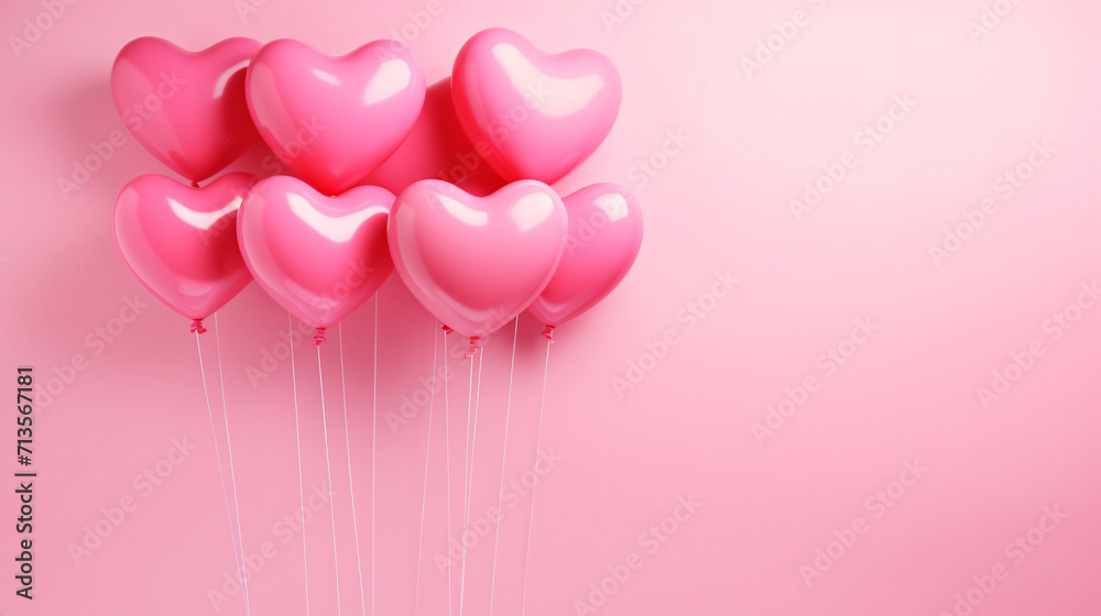 Heart shaped balloons., Heart balloon on pink background, heart, love, valentine, balloon, day, shape, celebration, pink, romance, symbol, holiday, hearts, decoration, gift, red, romantic, happy