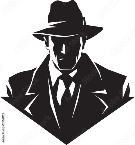 Dapper Don Icon Vector Logo of Mafia Boss in Suit Crime Syndicate Signature Suit and Hat Logo Design