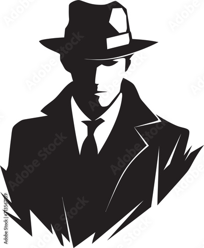 Tailored Tyranny Vector Icon of Mafia Boss Attire Organized Crime Elegance Suit and Hat Symbol