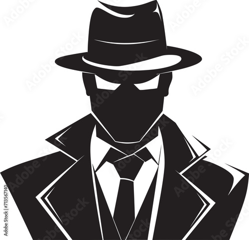 Sharp Dressed Shadows Mafia Logo Design Tailored Tyranny Vector Icon of Mafia Boss Attire