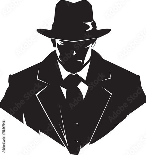 Mobster Monarchy Mafia Suit and Hat Logo Noir Nobility Vector Emblem of Mafia Elegance