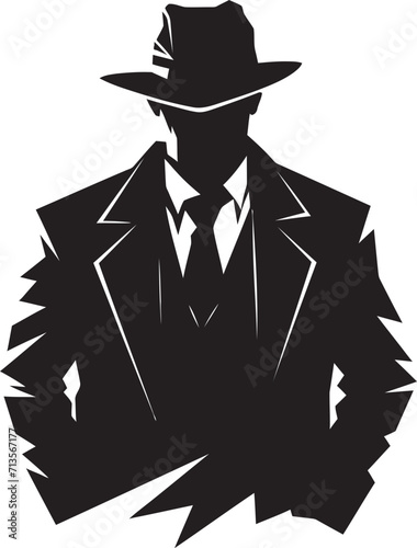 Syndicate Sovereignty Mafia Logo Emblem Elegant Enforcer Insignia Suit and Hat Vector Symbol