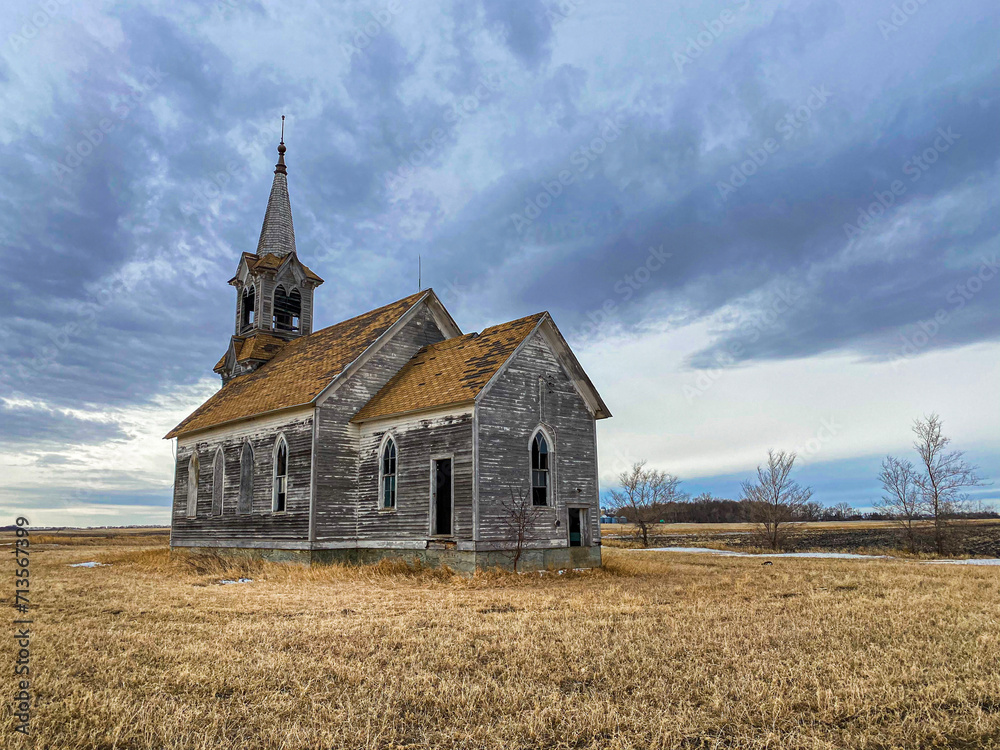 A beautiful old abandoned country church that has kept its structure intact