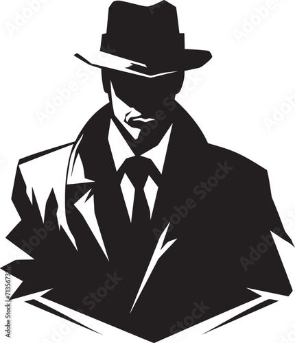 Elegant Enforcer Insignia Vector Icon of Mafia Attire Mafia Monogram Suit and Hat Emblem Design