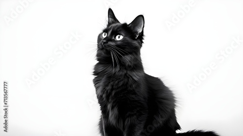 Black Cat on a White Background