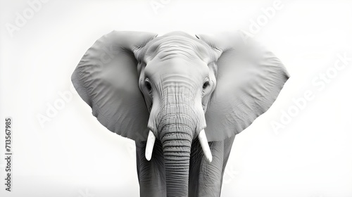 Black and White Elephant on a White Background