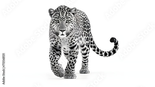 Black and White Leopard on a White Background