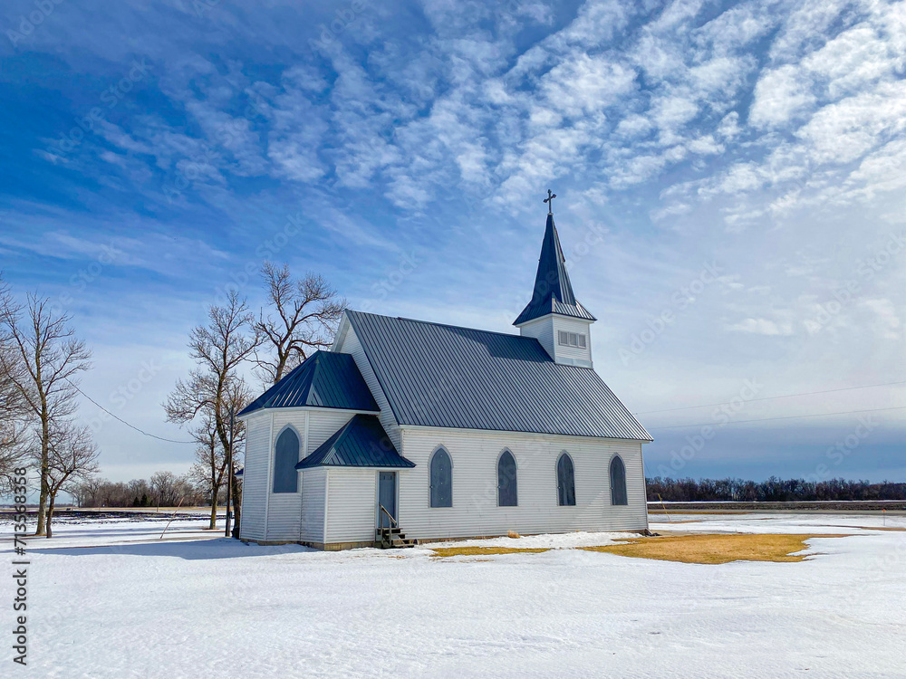Country church in the snow