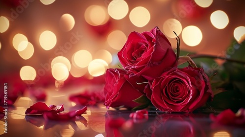 Valentine s Day red roses and candles