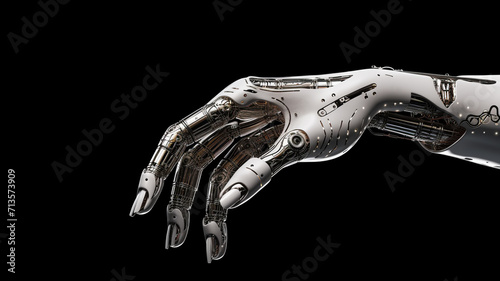 Robot hand on black background. 3D rendering. AI. generativa IA