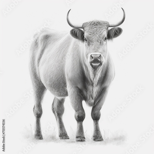 Pencil sketch bull cow animal drawing picture