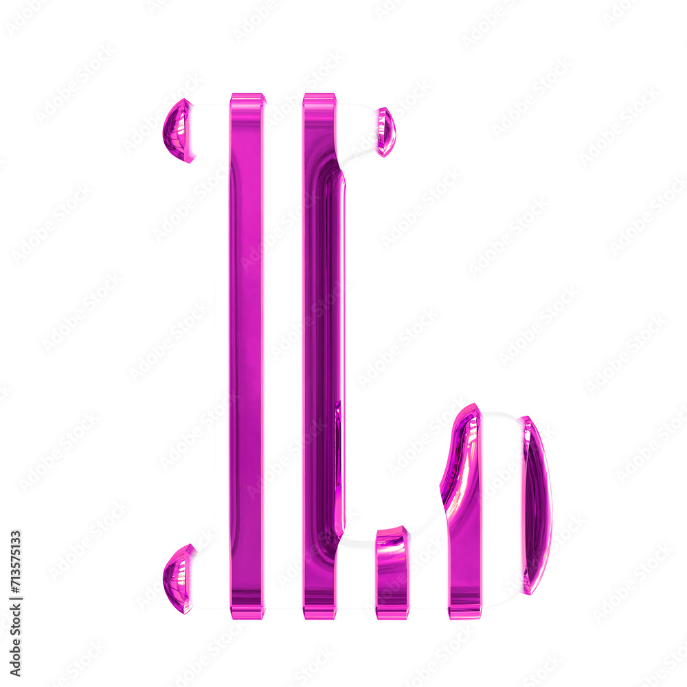 White symbol with thin purple vertical straps. letter l White symbol with thin purple vertical straps. letter l