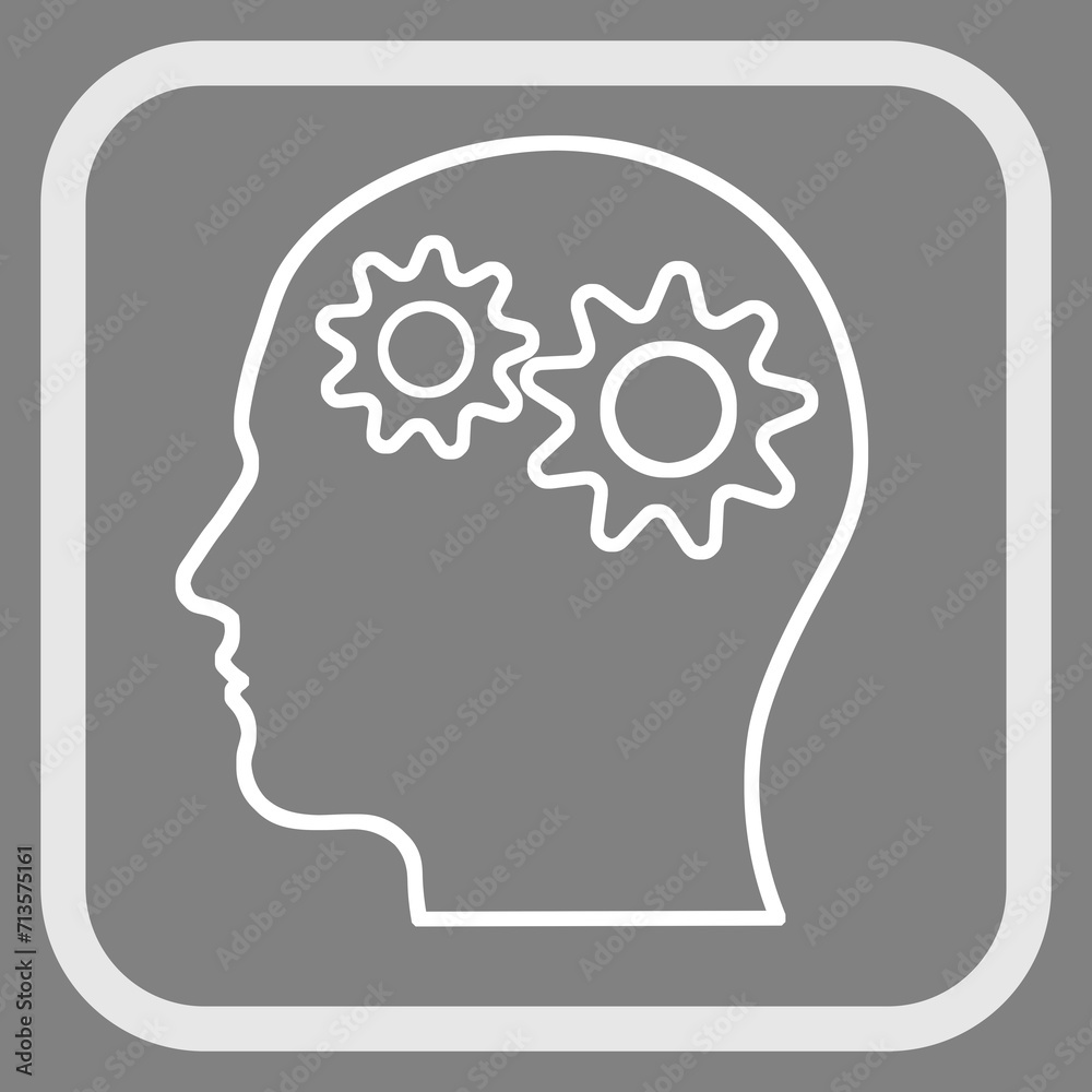 Human head with gears in frame, illustration on grey background Human head with gears in frame, illustration on grey background